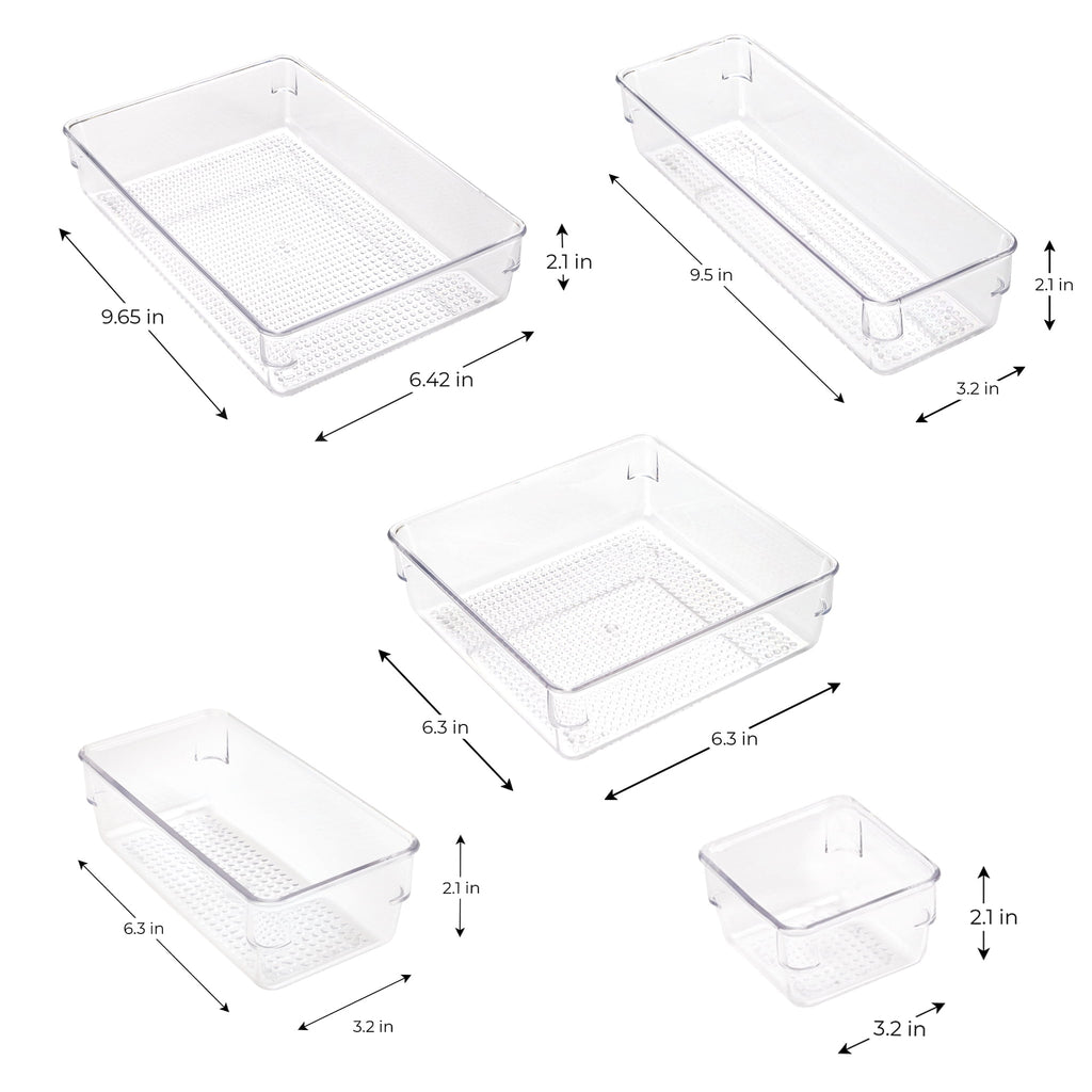 Mainstays 10-Piece Organizer Set Clear Plastic for Bathroom Storage
