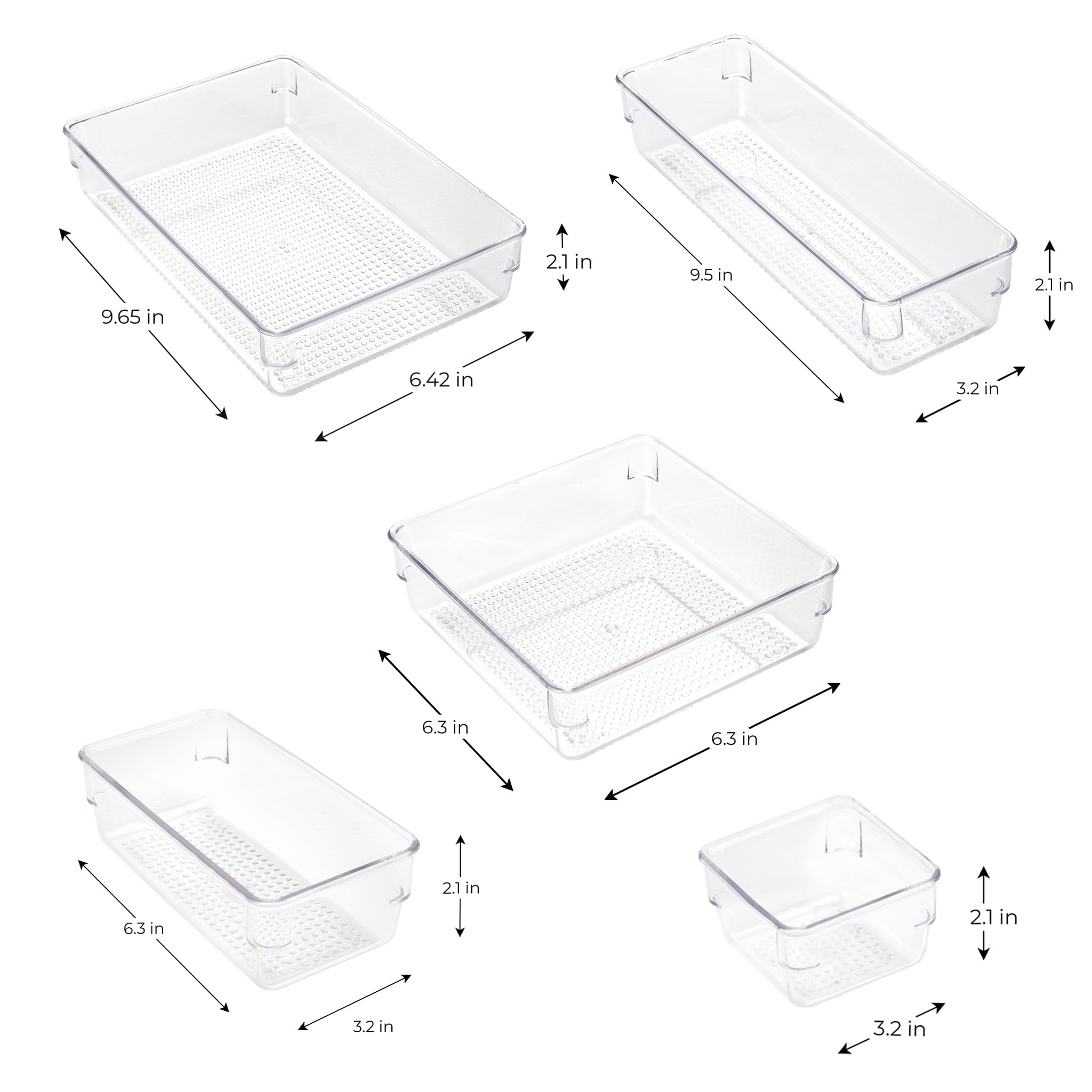 Mainstays 10-Piece Organizer Set Clear Plastic for Bathroom Storage