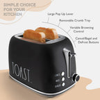 Rae Dunn 2-Slice Toaster, Stainless Steel with 6 Browning Levels, Extra Wide Slots