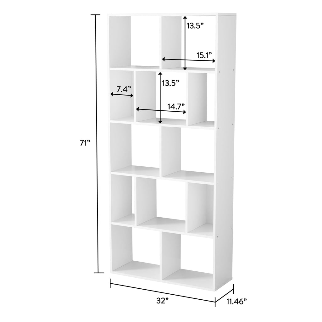 Mainstays Modern 12-Cube Square Shelf Bookcase, White