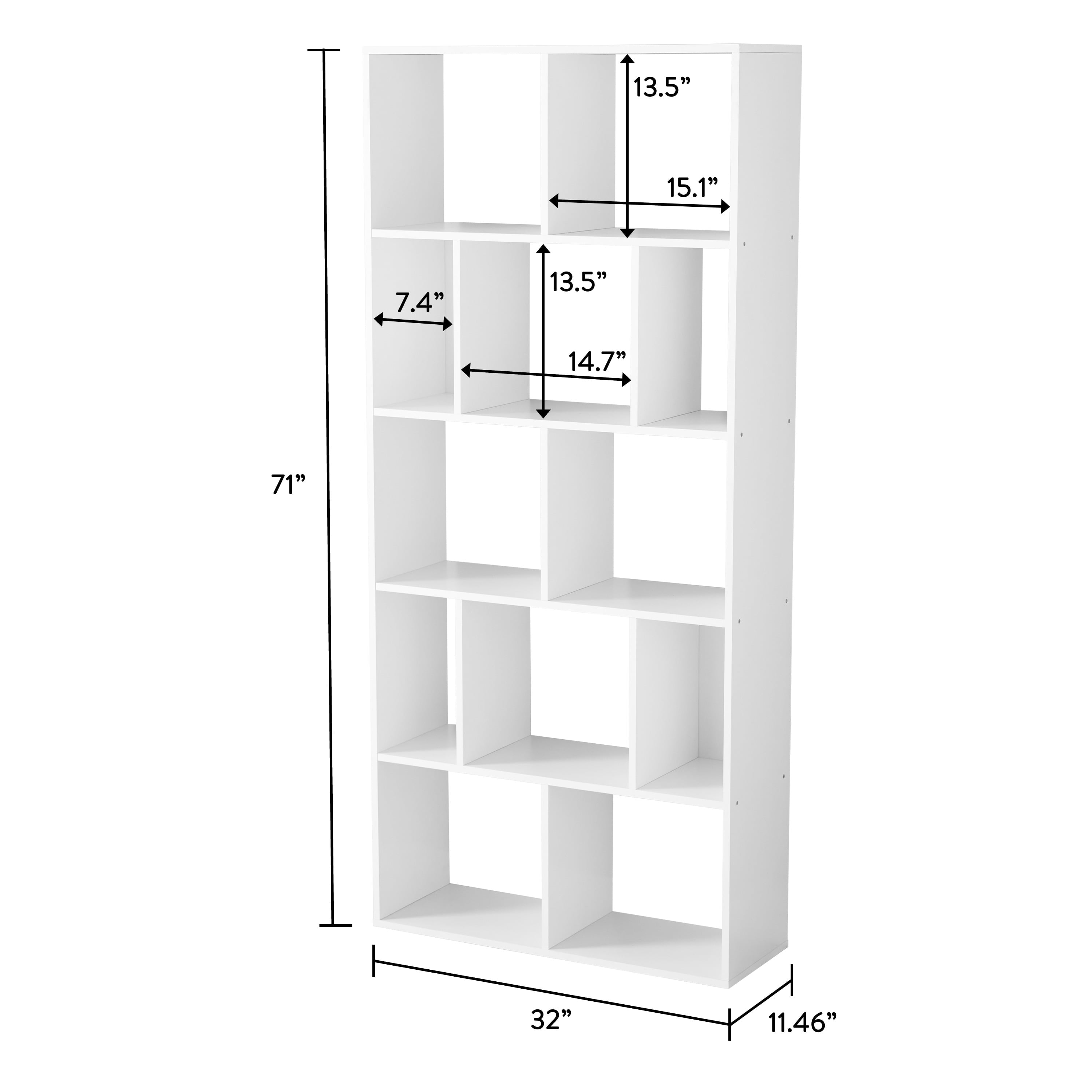 Mainstays Modern 12-Cube Square Shelf Bookcase, White