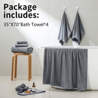Jessy Home 4 Pack Oversized Bath Sheet Towels 700 GSM Ultra Soft Dark Gray Bath Towel Set