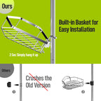 LazySpin 4-Tier Corner Shower Caddy Tension Pole, Fits 37.8”-124”, Silver