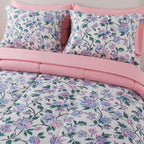 Mainstays 7-Piece Reversible Bed in a Bag with Laundry Tote, Purple Floral, Queen