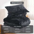Regency Heights Full/Queen Cozy Velvet Comforter Sets, Luxury 3-Piece All-Season Bedding, Bed Set with Shams，Black