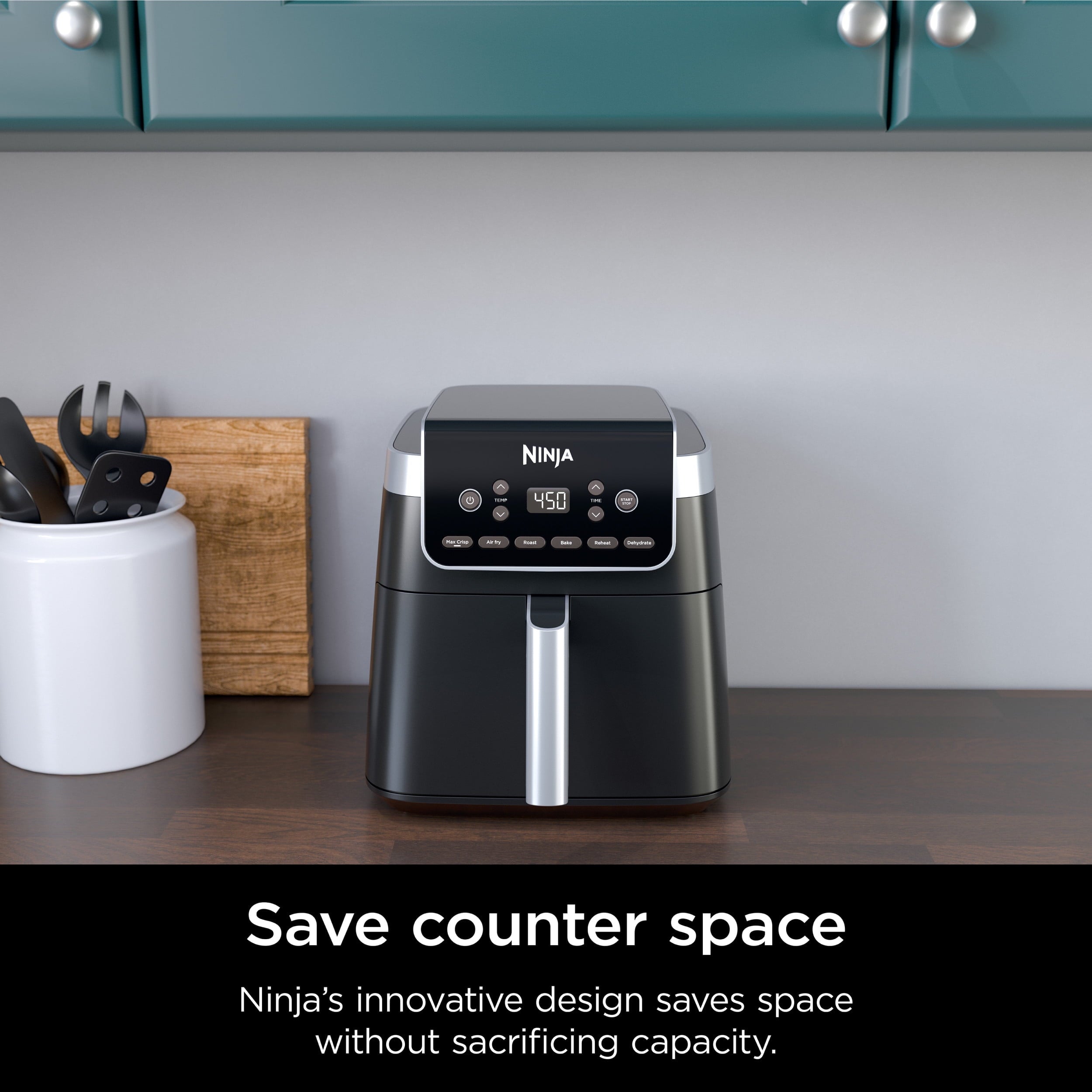 Ninja, Air Fryer, Pro XL 6-in-1 1750 Watts 6.5 Quart Max Crisp Technology Nonstick Basket AF181, Digital Display, Non-Stick, Removable Basket, Automatic Shut-Off, Black