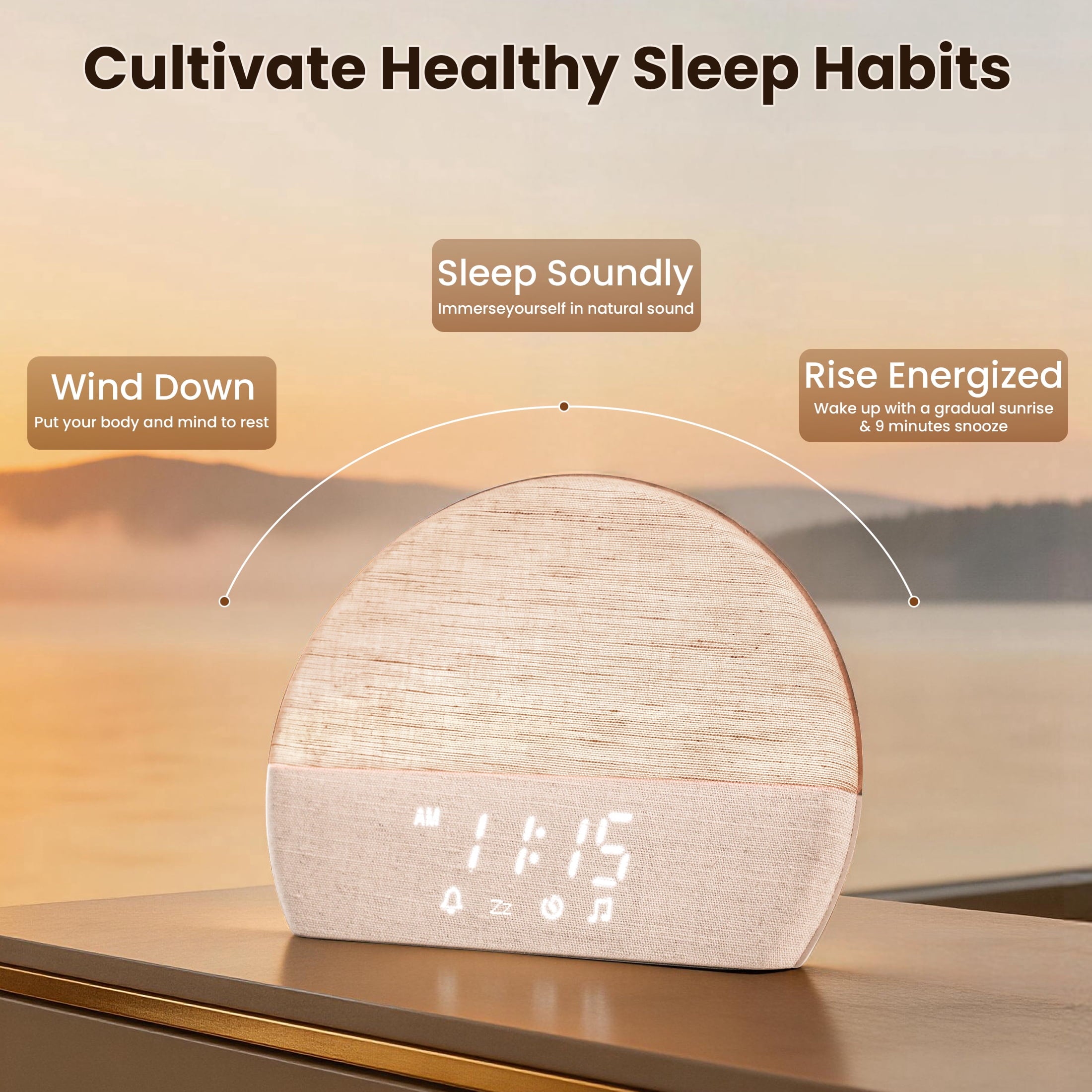 Wake up Light Sunrise Alarm Clock with Sound Machine for Adults Sleep Bedrooms