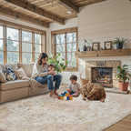 CHITOOMA 8'x10' Boho Area Rugs for Living Room, Machine Washable Floral Area Rug with Non-Slip Backing, Stain Resistant Non-Shed Carpet for Bedroom, Dining Room, Dorm, Office