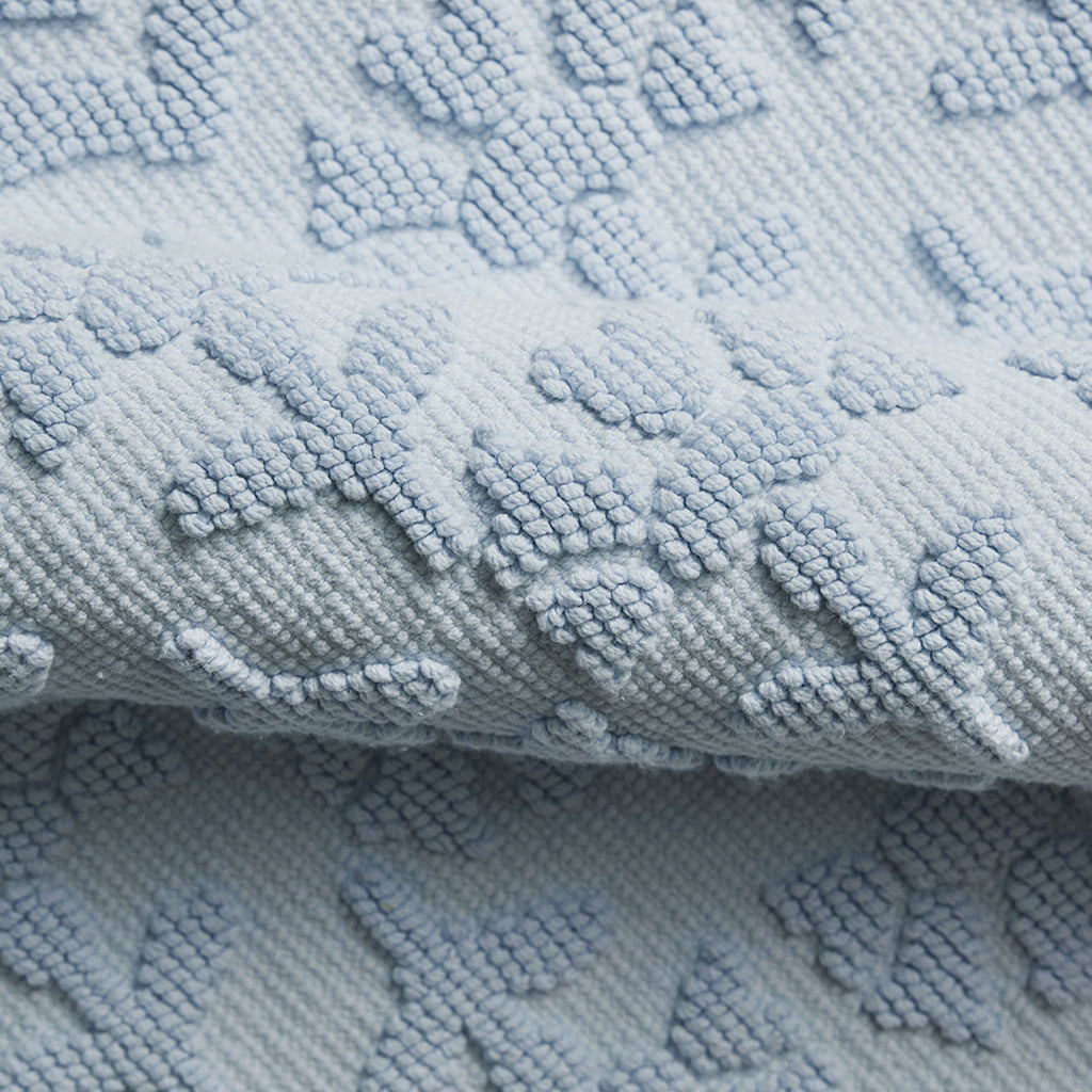 Beautiful Floral Block Scallop 2 Piece Bath Rug Set by Drew Barrymore, Hydrangea Blue, 17" x 24" & 20" x 30"