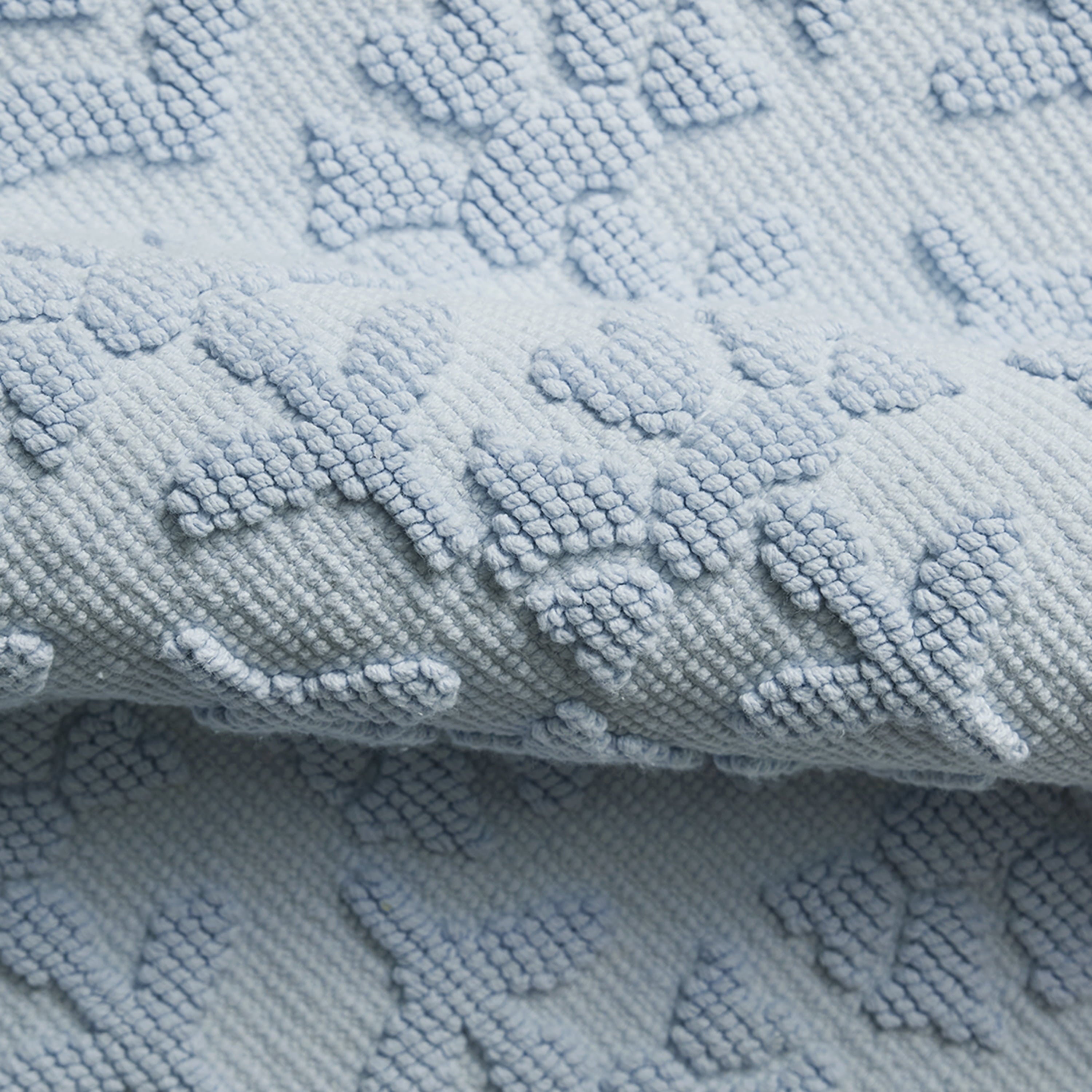 Beautiful Floral Block Scallop 2 Piece Bath Rug Set by Drew Barrymore, Hydrangea Blue, 17" x 24" & 20" x 30"