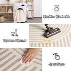 VUNATE 8'x10' Area Rugs for Living Room Jacquard Textured Modern Rugs Soft Geometric Rug for Bedroom Mid Century Washable Rug Non-Slip Bohemian Carpet Perfect for Dining Room Office Beige