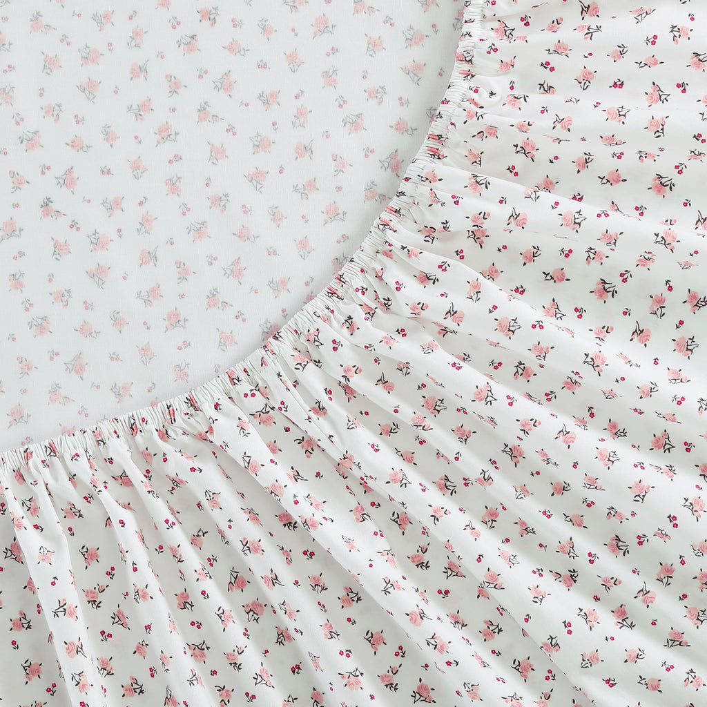 Betsey Johnson Baby Buds Pink Cotton Percale Queen Sheet Set