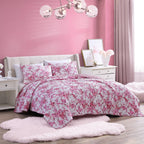 Betsey Johnson Floral Vineyard Pink Reversible Full/Queen Quilt Set