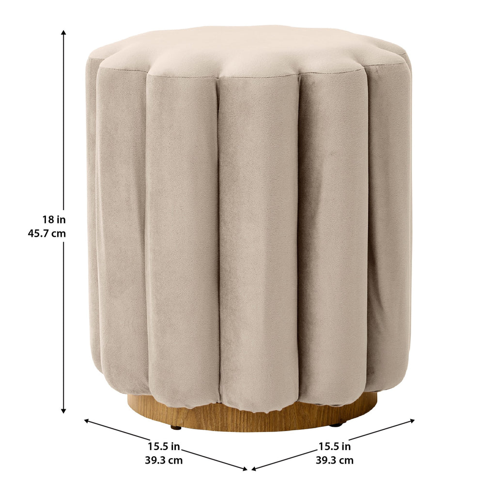 Better Homes & Gardens Lillian Velvet Tufted Ottoman, Beige