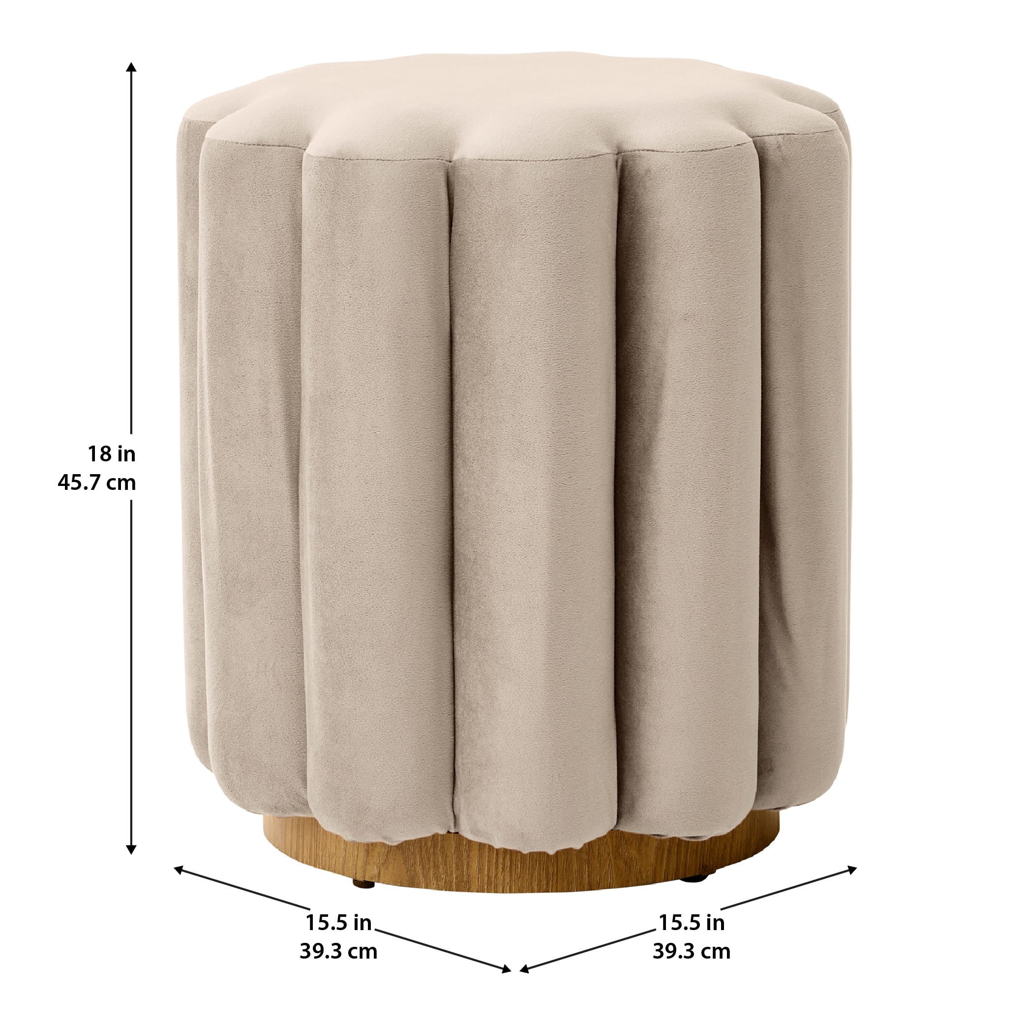 Better Homes & Gardens Lillian Velvet Tufted Ottoman, Beige