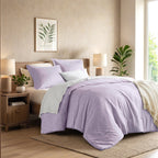 Regency Heights King/Cal King Comforter Sets, Reversible 3 Piece Extra Soft Bedding Set, Chambray Print Purple Comforter Bed Set with Pillow Shams