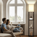 SUNMORY 63'' Floor Lamps with Shelves, Home Standing  Lamp, Include 1000 Lumens Lighting Bulbs, Shelf Floor Lamp, Black Floor Lamps for Living Room, Bedroom, Lamp with Storage Dustproof, UL Certified