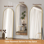 BEAUTYPEAK 64"x 21" Full Length Mirror Arched Standing Floor Mirror Full Body Mirror, Gold