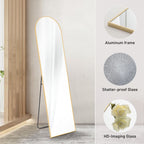 CONCETTA 59"x16" Arched Full Length Mirror, Full Body Standing Mirror Floor Mirrors, Gold