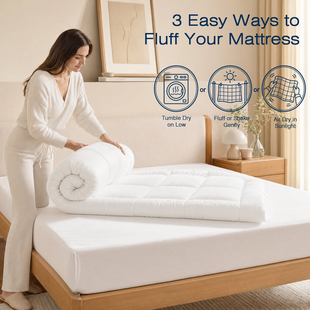WISHEAD Queen Mattress Topper, Quilted Cooling Mattress Pad , Soft Breathable Pillow Top Mattress Protector, 8-21" Deep Pocket, Machine Washable, Back Pain Relief, White