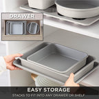 Country Kitchen Heavy Duty Baking Pans Bakeware Set with Textured Silicone Coating, Cream, 6-Piece