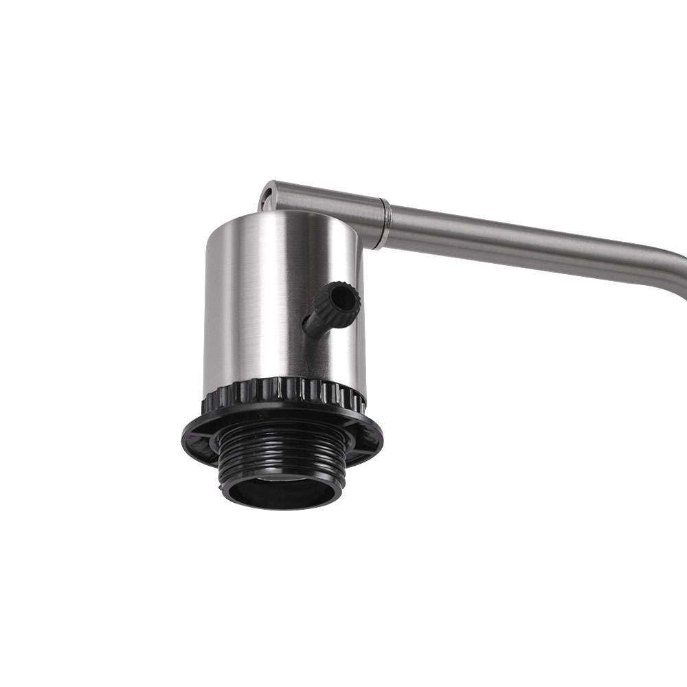 Better Homes & Gardens Modern Desk Lamp with Outlet, Brushed Nickel Base & Fabric Shade, 18.26 Inches