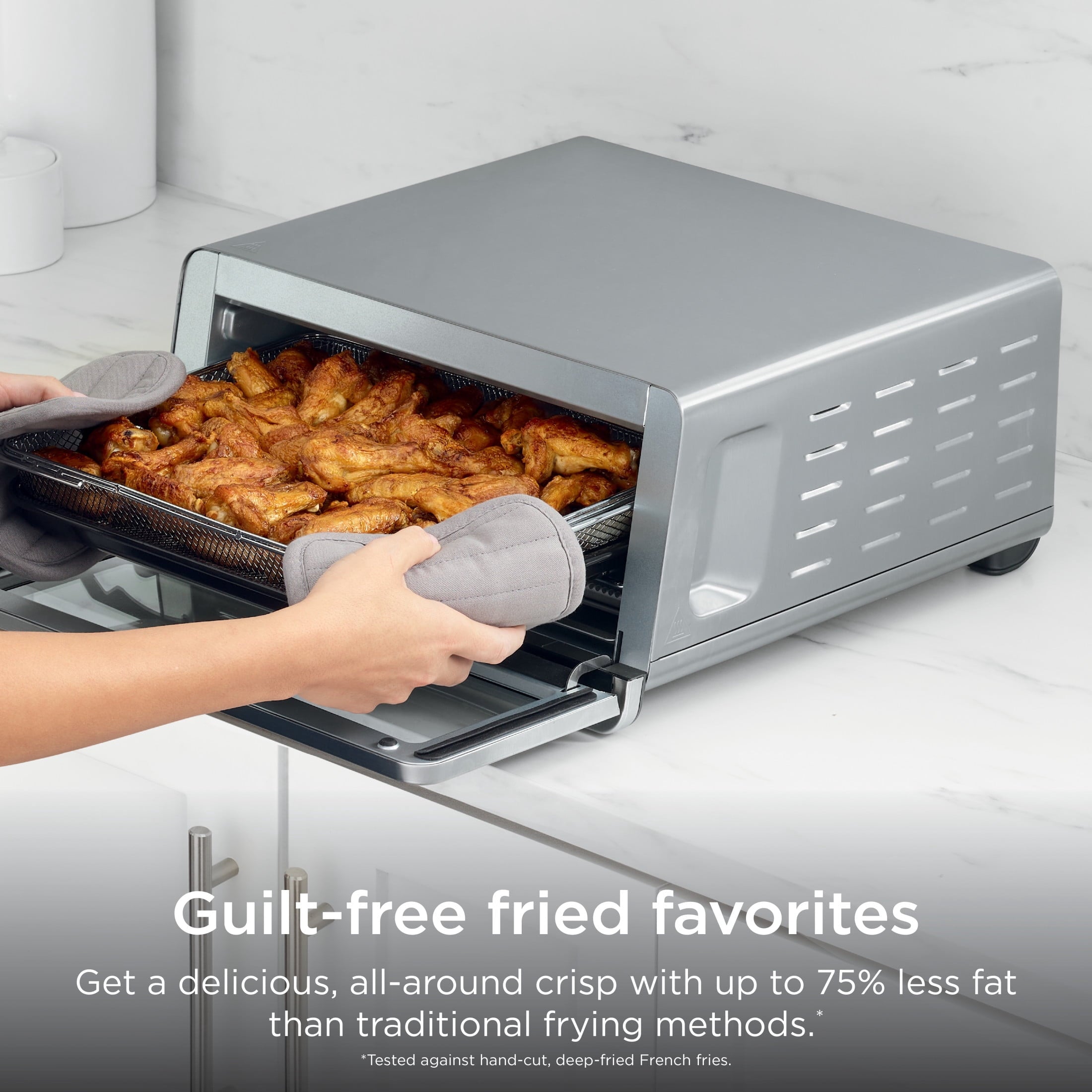 Ninja Flip Toaster Oven & Air Fryer, 8-in-1 Functionality, Storage Space, Air Fry Basket, Sheet Pan, Wire Rack & Removable Crumb Tray, SP151 Stainless