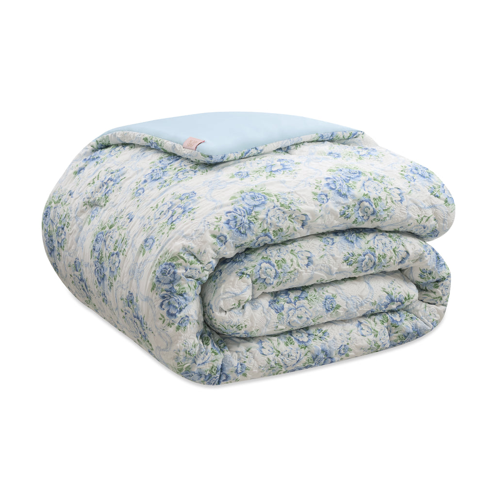 Paris Hilton 3-Piece Coquette Floral Blue Comforter Set, Full/Queen