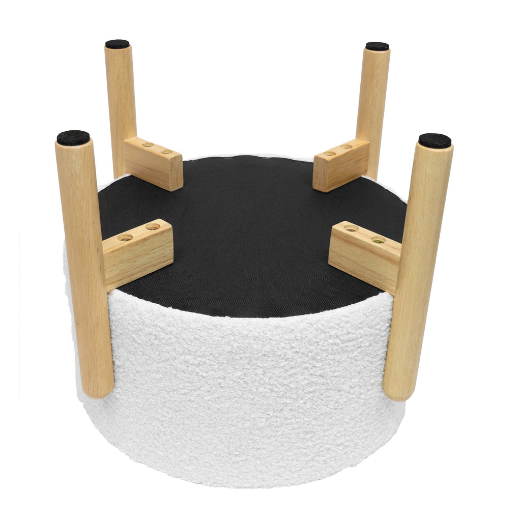 Mainstays Modern Dowel Ottoman, Cream Boucle