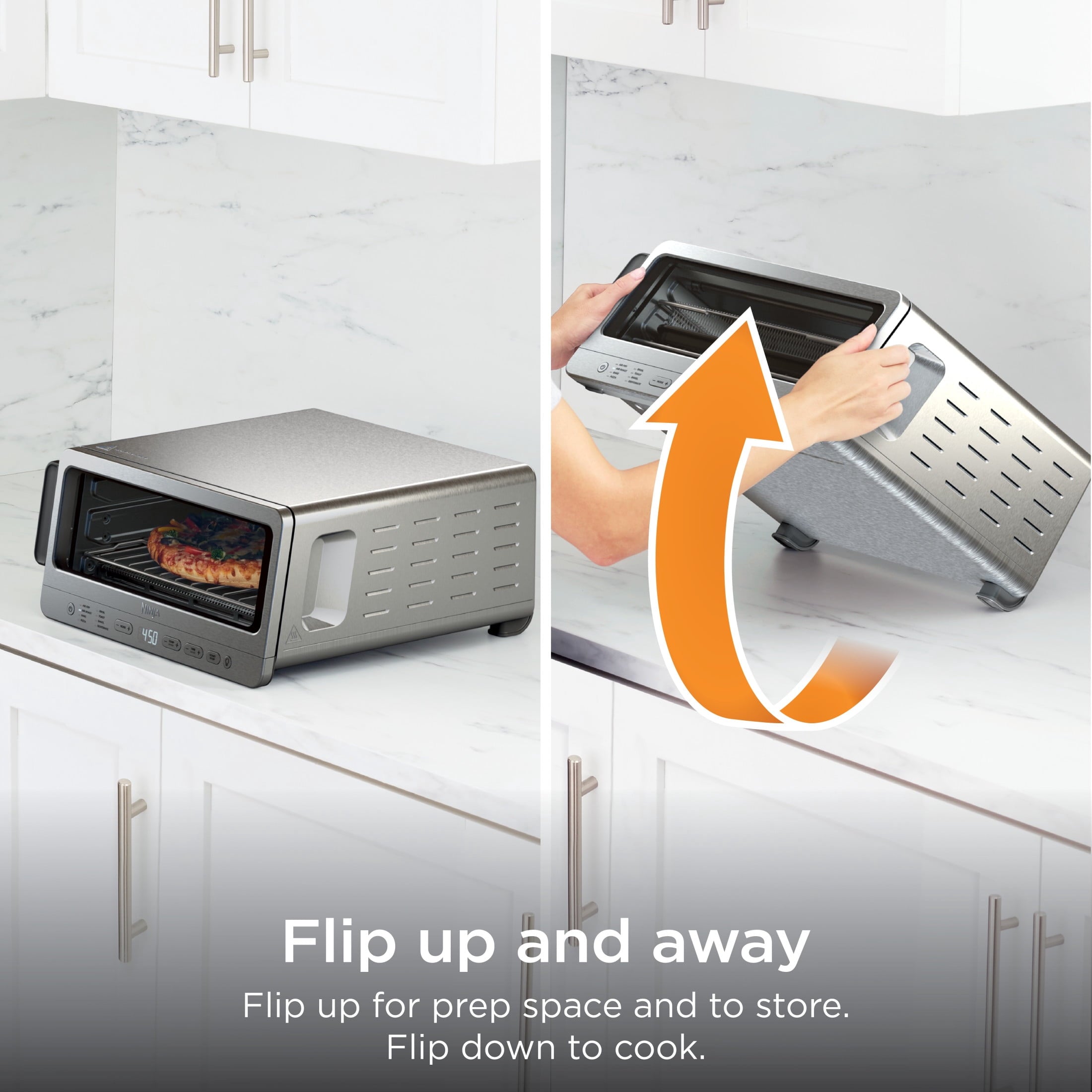Ninja Flip Toaster Oven & Air Fryer, 8-in-1 Functionality, Storage Space, Air Fry Basket, Sheet Pan, Wire Rack & Removable Crumb Tray, SP151 Stainless