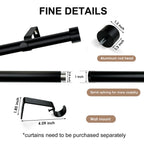 MaKefeile Classic 48 Inch Black Curtain Rods Heavy duty Single Curtain Rod for Windows,1 Inch Diameter