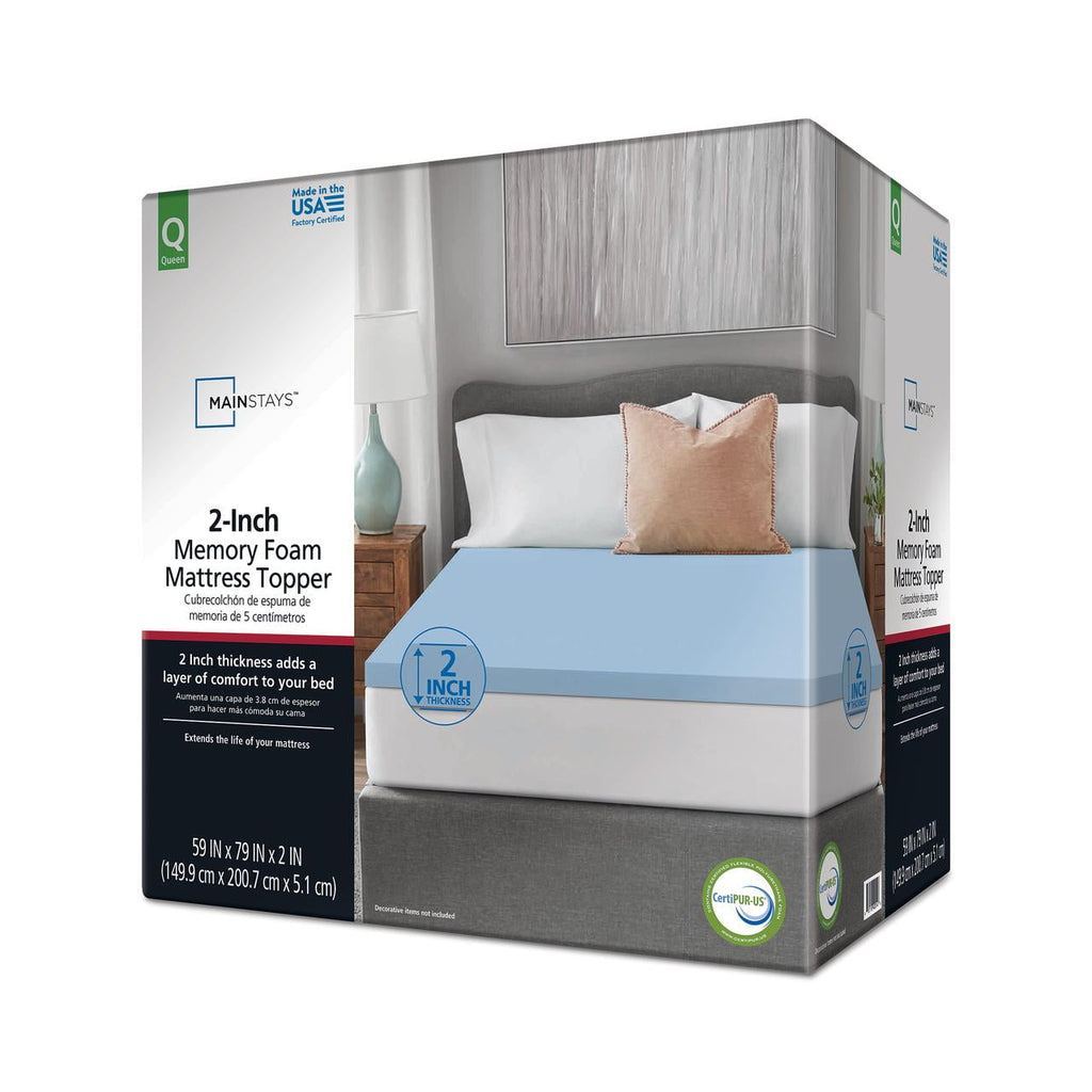Mainstays 2" Memory Foam Mattress Topper, Queen