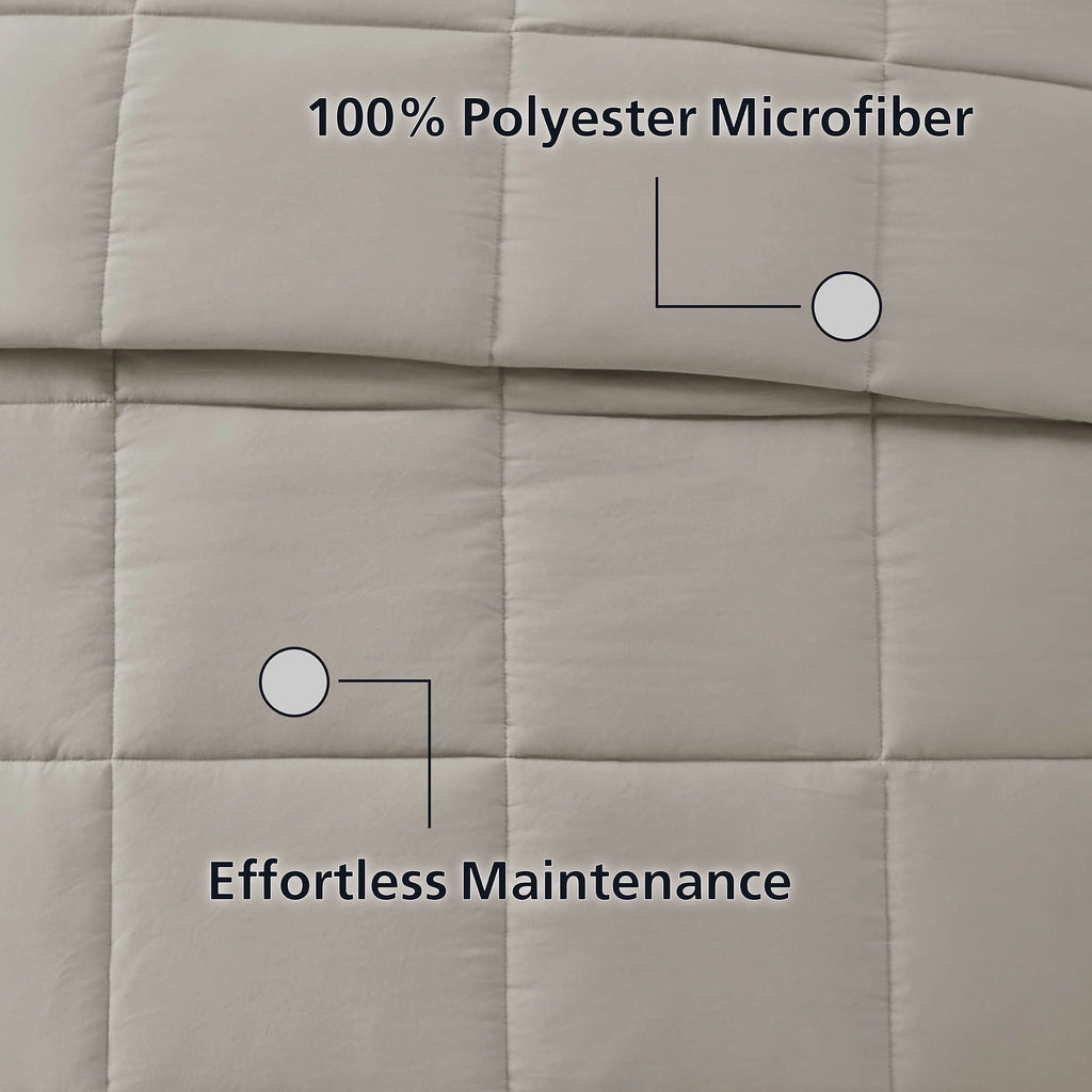 Mainstays Twin/Twin XL Comforter, Down Alternative, All-Season, Stone