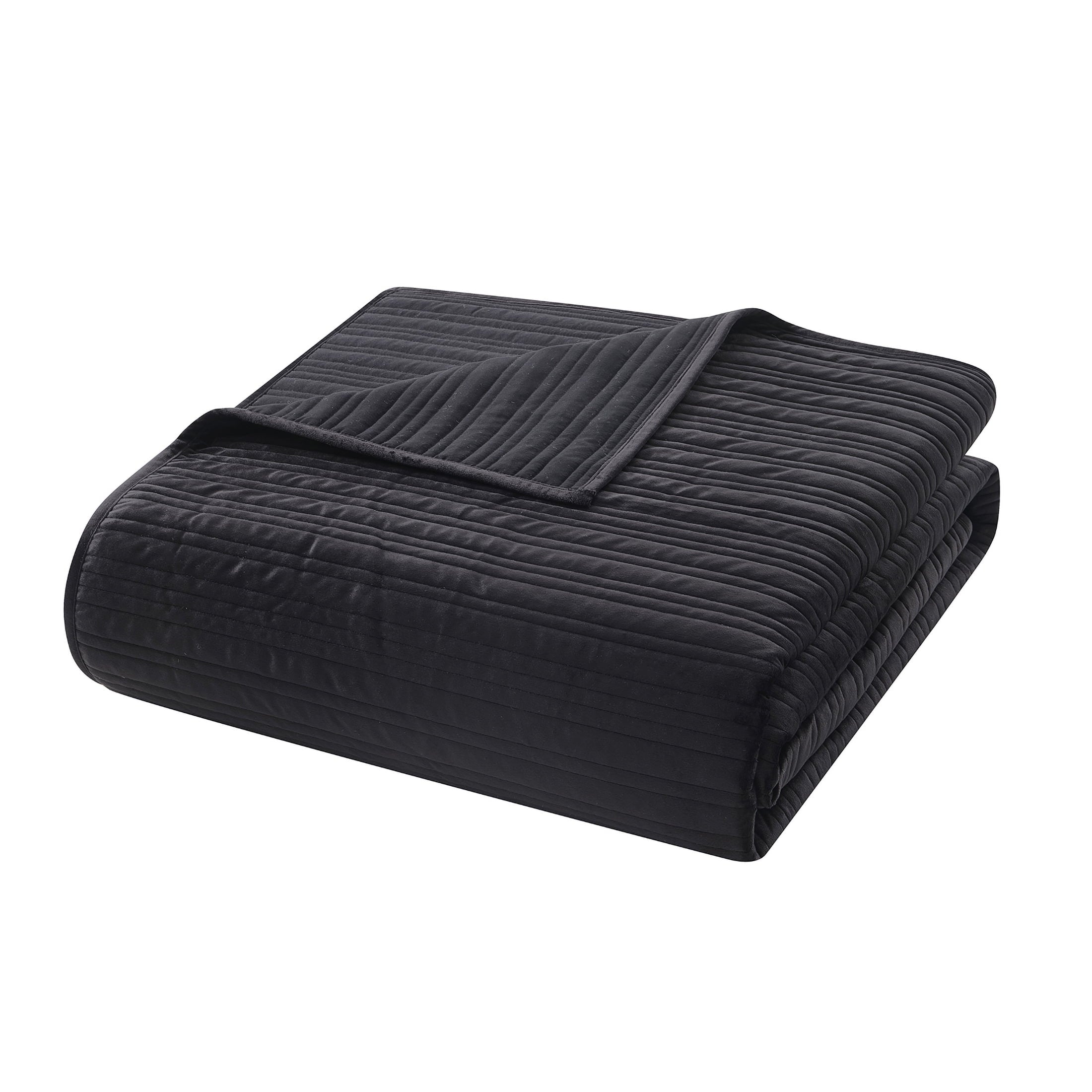 Mainstays Soft Velvet Quilt, Full/Queen, Rich Black, Soft & Cozy Bedding