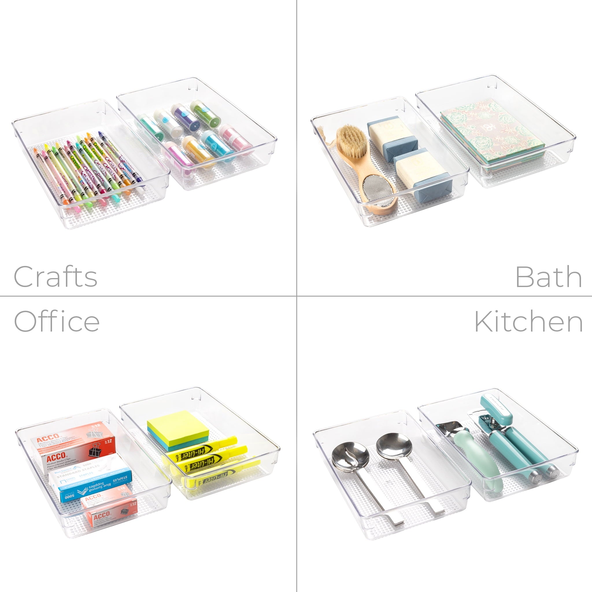 Mainstays 10-Piece Organizer Set Clear Plastic for Bathroom Storage