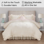 Mainstays All in One Reversible Comforter and Sheet set- 11 Piece, Queen, Cream Ruffle