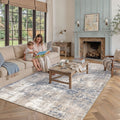 BERTHMEER 5'x7' Modern Abstract Blue Area Rugs for Living Room Bedroom Dining Room Office Farmhouse Machine Washable Non-slip Throw Rugs Carpets