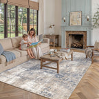 BERTHMEER 5'x7' Modern Abstract Blue Area Rugs for Living Room Bedroom Dining Room Office Farmhouse Machine Washable Non-slip Throw Rugs Carpets