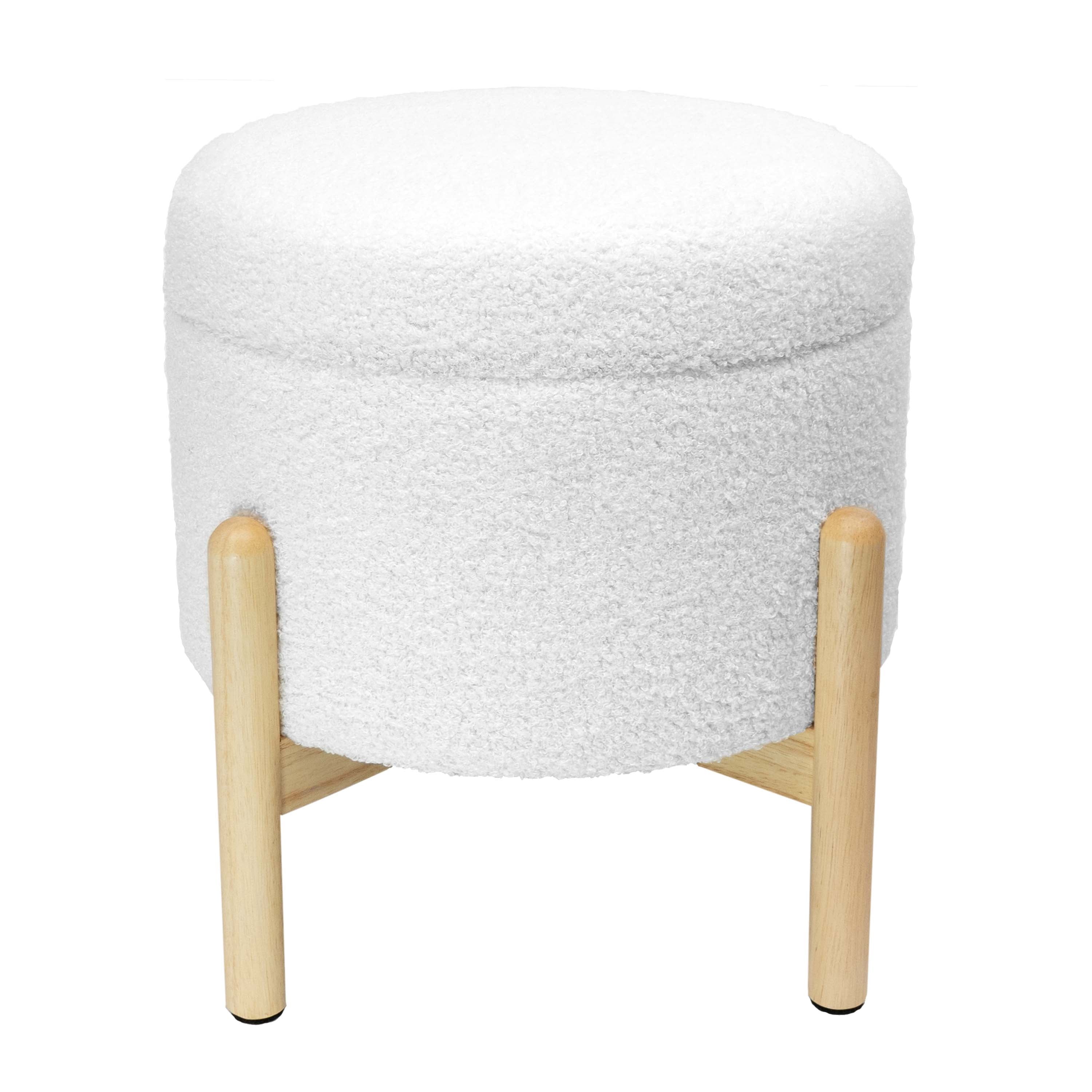 Mainstays Modern Dowel Ottoman, Cream Boucle