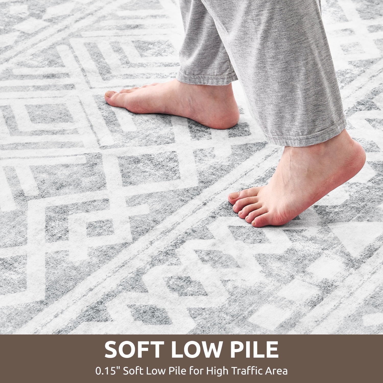 SIXHOME 5'x7' Area Rugs for Living Room Washable Rugs Boho Large Area Rug Modern Geometric Neutral Living Room Rug Carpet Soft Rugs for Bedroom Dining Room Office Home Decor Gray
