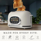 Rae Dunn Toaster, Digital Retro Stainless Steel with 6 Shade Settings, Cream