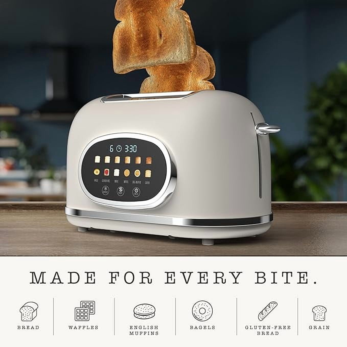 Rae Dunn Toaster, Digital Retro Stainless Steel with 6 Shade Settings, Cream