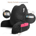 Nestl Backrest Reading Pillow, Back Support Pillow with Arms, Shredded Memory Foam Bed Rest Pillow, Dark Gray