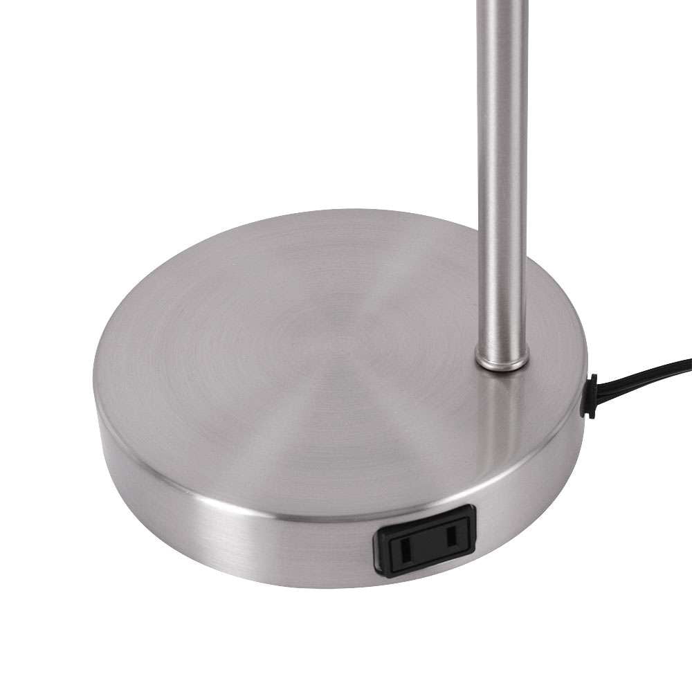 Better Homes & Gardens Modern Desk Lamp with Outlet, Brushed Nickel Base & Fabric Shade, 18.26 Inches