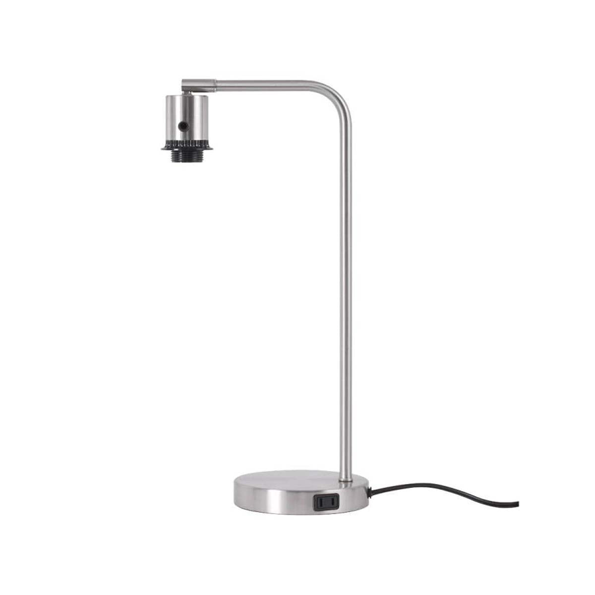 Better Homes & Gardens Modern Desk Lamp with Outlet, Brushed Nickel Base & Fabric Shade, 18.26 Inches