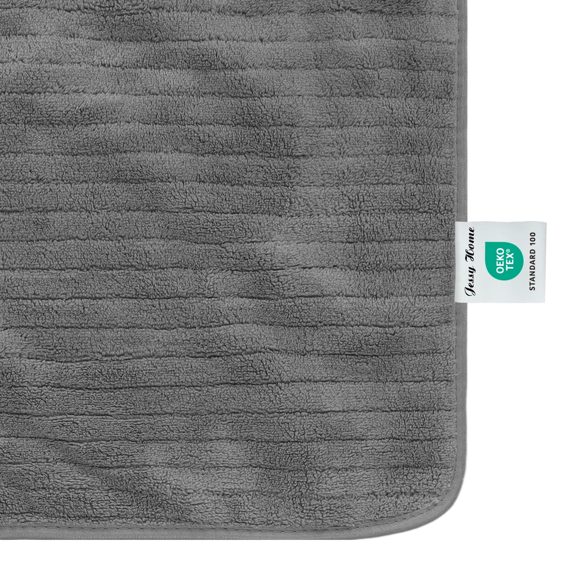 Jessy Home 4 Pack Dark Gray Stripe Large Bath Towels Set Oversized Microfiber Bath Sheet Soft Towel Set
