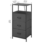 Mainstays 3 Drawer Fabric Nightstand with USB, Grey