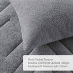 Regency Heights Twin/Twin XL Quilted Plush Comforter Set, 2-Piece Reversible Feather-Soft Dorm Bedding Sets, Textured Sherpa Comforter Bed Set for All Season, Gray