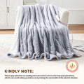 WISHEAD Electric Heated Blanket Throw Soft Flannel & Sherpa, 5 Heat Levels, 3 Hours Auto-Off Over-Heat Protection ETL Certification (50"x60", Light Gray)