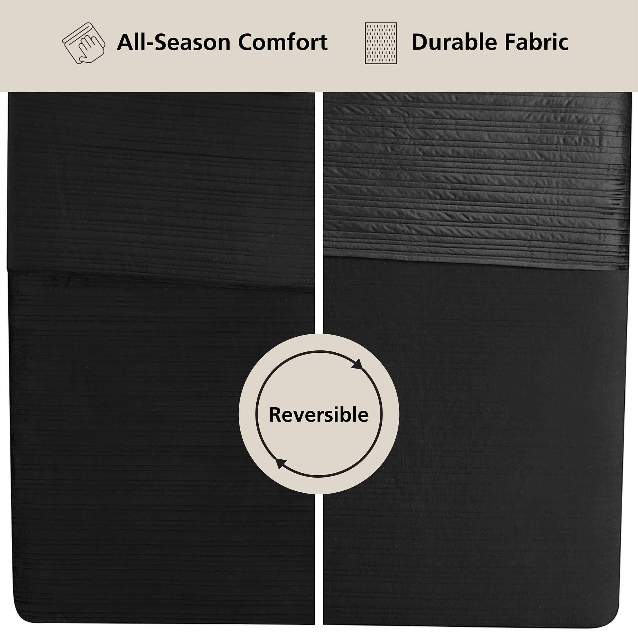 Mainstays Soft Velvet Quilt, Full/Queen, Rich Black, Soft & Cozy Bedding